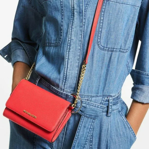 Michael Kors Jet Set Travel Medium Pebbled Leather Convertible Crossbody Bag - Picture 4 of 4